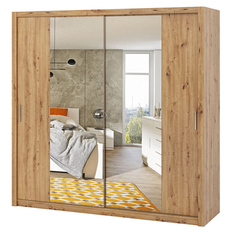 Frazierii 2 Door Manufactured Wood Wardrobe, 215cm H x 220cm W x 62cm D, Artisan