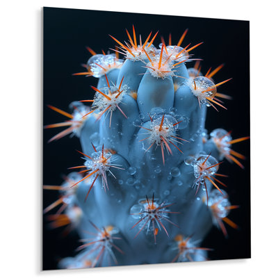 Cactus monochrome orange, bleu, désert, lueur I - cactus floral, salon