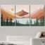 «Sun Mountain Landscape Forest Lake Abstract Minimal Nature Scene», reproduction d'art sur toile encadrée 3 pièces-75848784-75848785-119395191