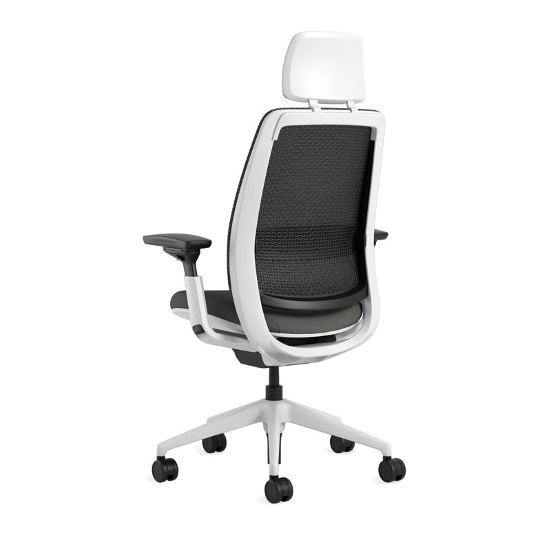 Steelcase Series 2 3D Microknit Airback Task Chair with Headrest, Carpet, Black, Persimmon/Nickel