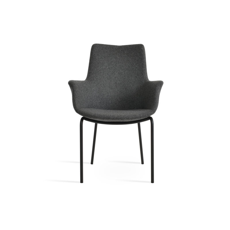 Chaise avec accoudoirs Bottega Harris, Noir, Gris foncé
