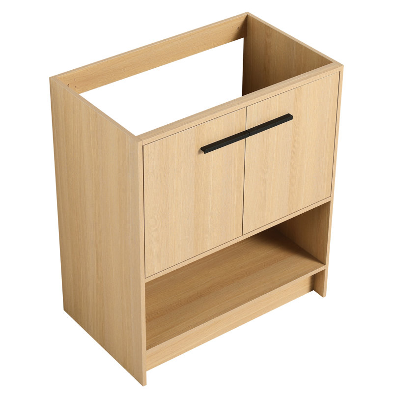 Armoire de salle de bain 30 po, contreplaqué autoportant avec 2 portes, facile à assembler, style américain, chêne 2 portes, couleur chêne