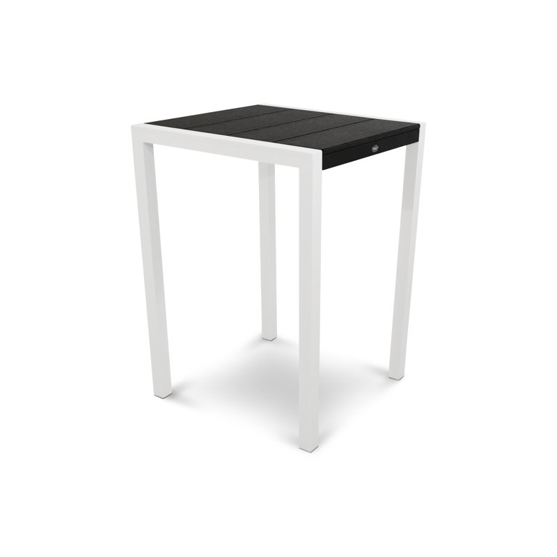 Table de bar POLYWOOD Surf City, 30 po x 30 po, Blanc texturé / Noir anthracite