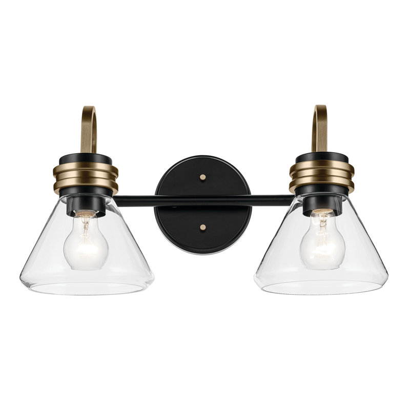 19.25" 2-Light Vanity Light with Clear Glass, Satin Black