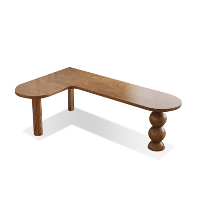 Brown L-Shaped Solid Wood  desk