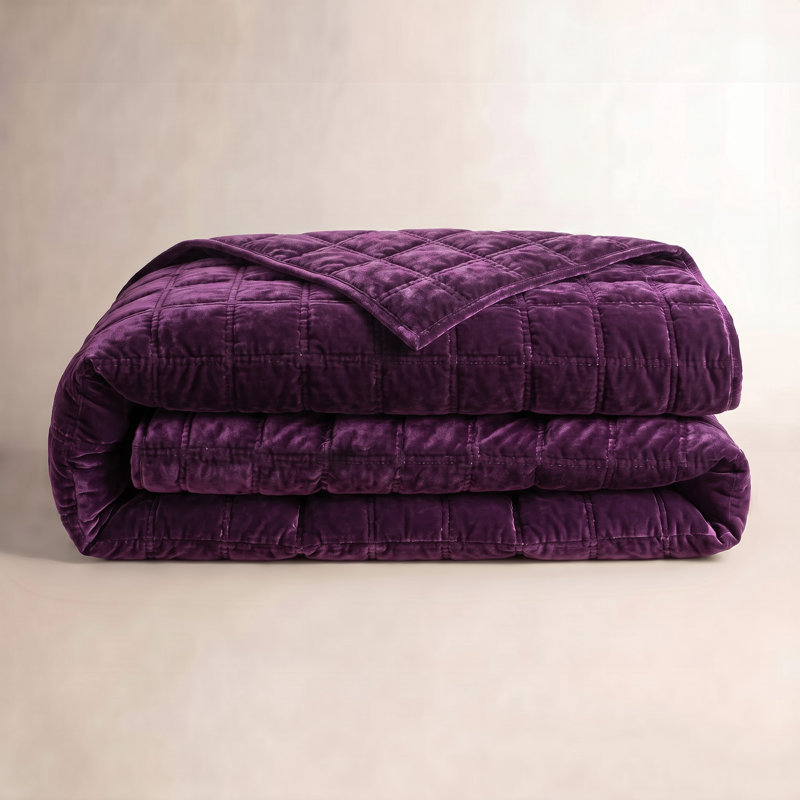 Jeté en velours de soie synthétique Stella, Dark Violet