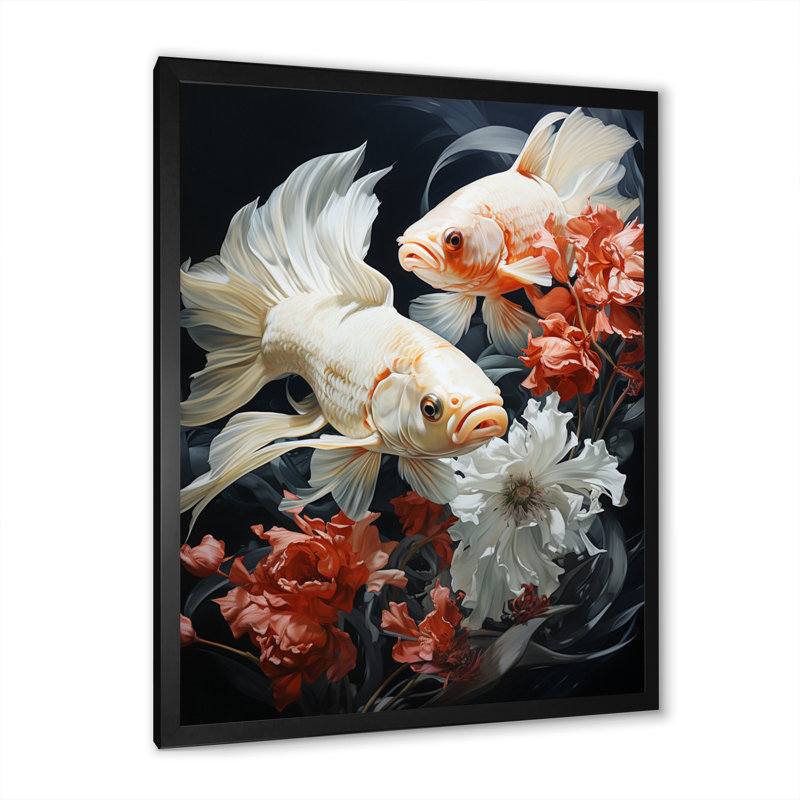 " Fish Aquatic Symphony ", Black Picture Framed, 44" H x 34" W x 1.5" D