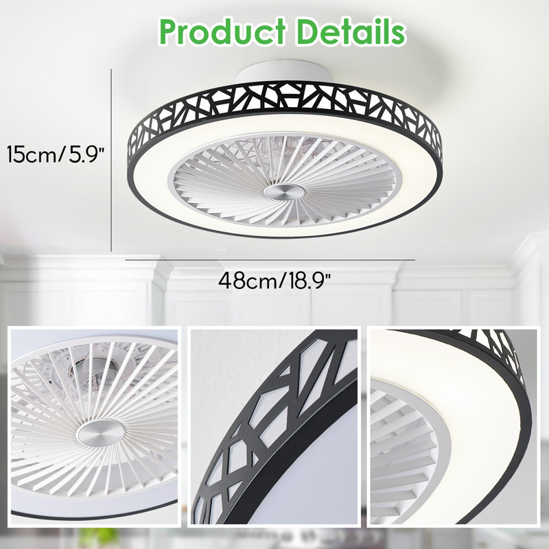 Ceiling Fan with LED Lights, Black