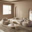 70.87"Curved, irregular-shaped white frosted velvet sofa