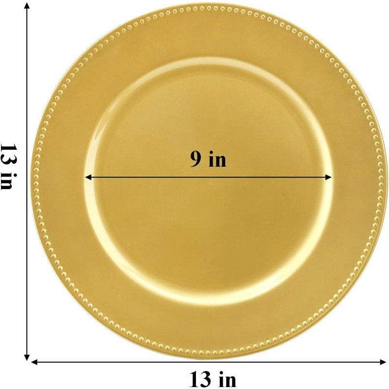 13" Gold Beaded Charger Plates 12 Pack, Wedding Table Decor