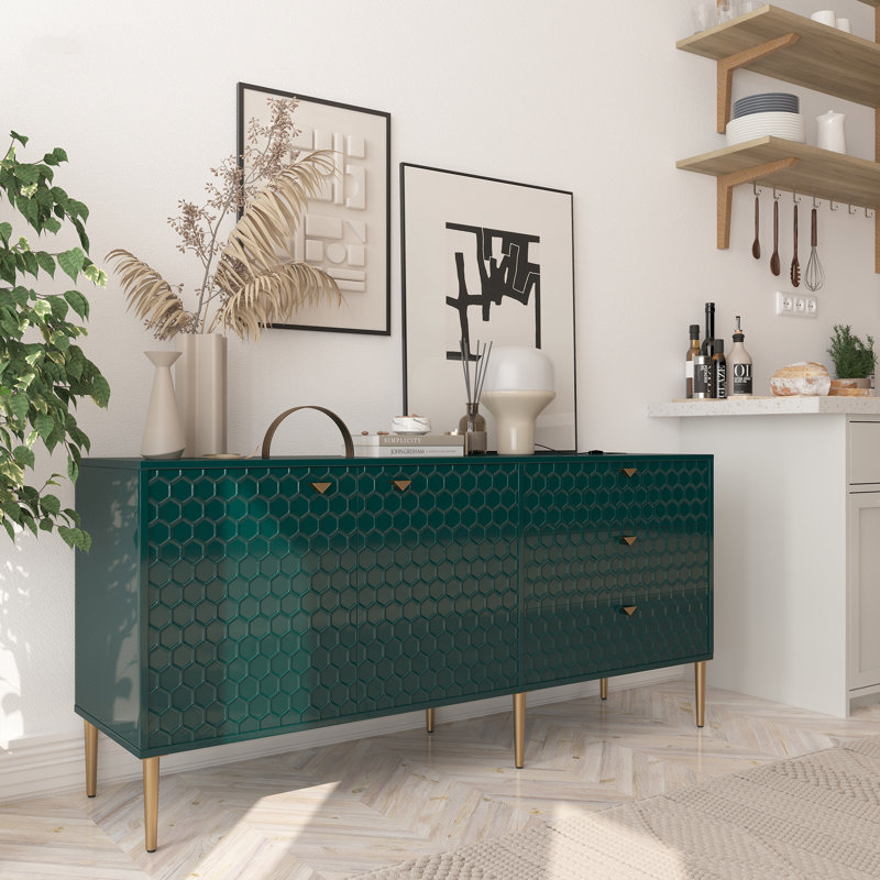 Buffet 60 po avec 3 tiroirs Derrico, Vert