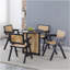 Table ronde en bois noir, fabrication entièrement en bois et en rotin, pour 2 à 4 personnes, diamètre 31,5 pouces