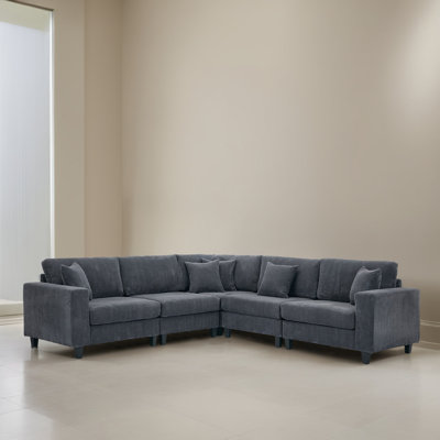 108.62" Upholstered L Shaped Sectional Corner Sofa Couch for Living Room