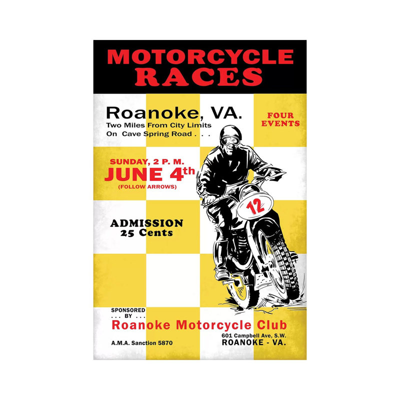 Motorcycle Hill Climb by Mark Rogan - Print on Canvas, Wrapped Canvas, 101.6cm H x 66.04cm W x 3.81cm D