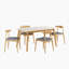 Ensemble de salle à manger 5 pièces Mid-Century Modern - Table avec cadre en bois massif et 4 chaises rembourrées-436015058