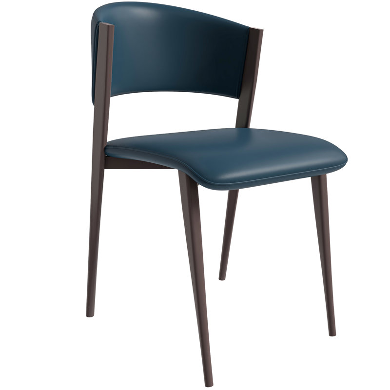 Chaise de salle à manger en cuir Ojani, chaise rembourrée de style Mid-Century moderne avec pieds en fer, chaise d'appoint confortable et imperméable pour la cuisine, le salon et le restaurant