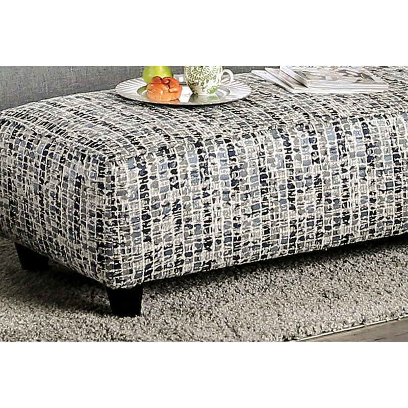 Repose-pieds de style transitionnel bleu gris avec motif en mousse de densité moyenne et pieds fuselés en bois