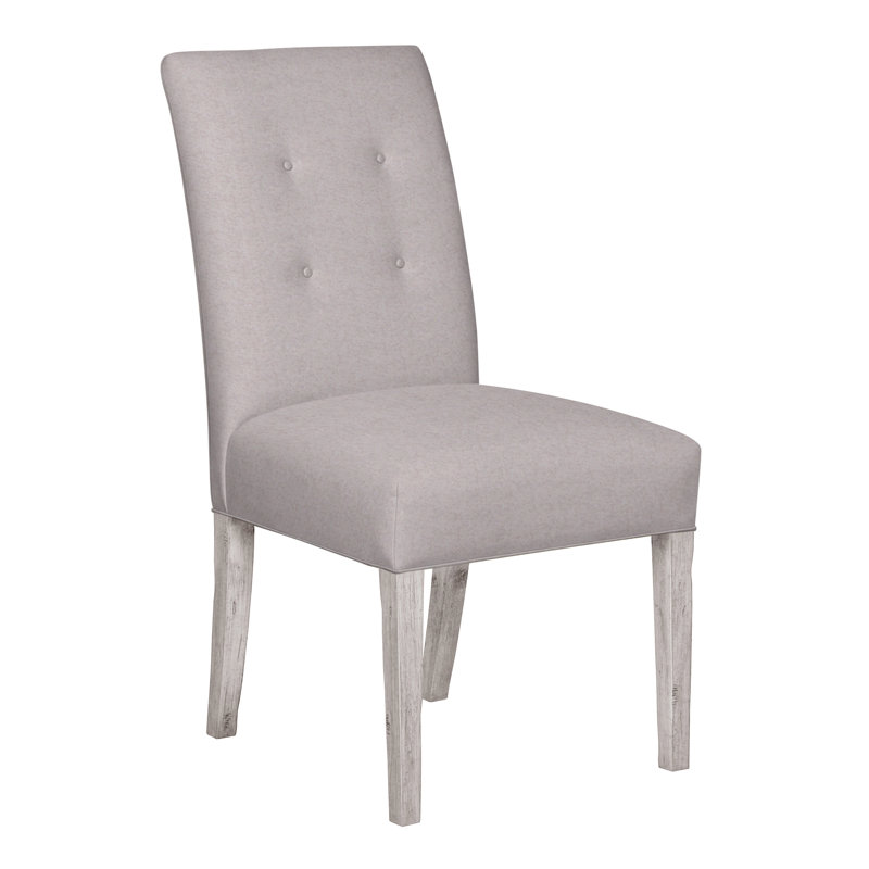 Chaise d'appoint à dossier boutonné Vanguard Butler, Lin Nadia, Gris tourterelle
