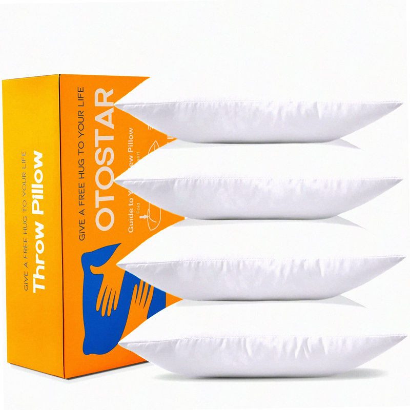 FluffPlump Square Pillow Inserts - Pack of 4 Soft Cushion Pads for Decorative Pillows - Inner Stuffer for Fluffy Comfort