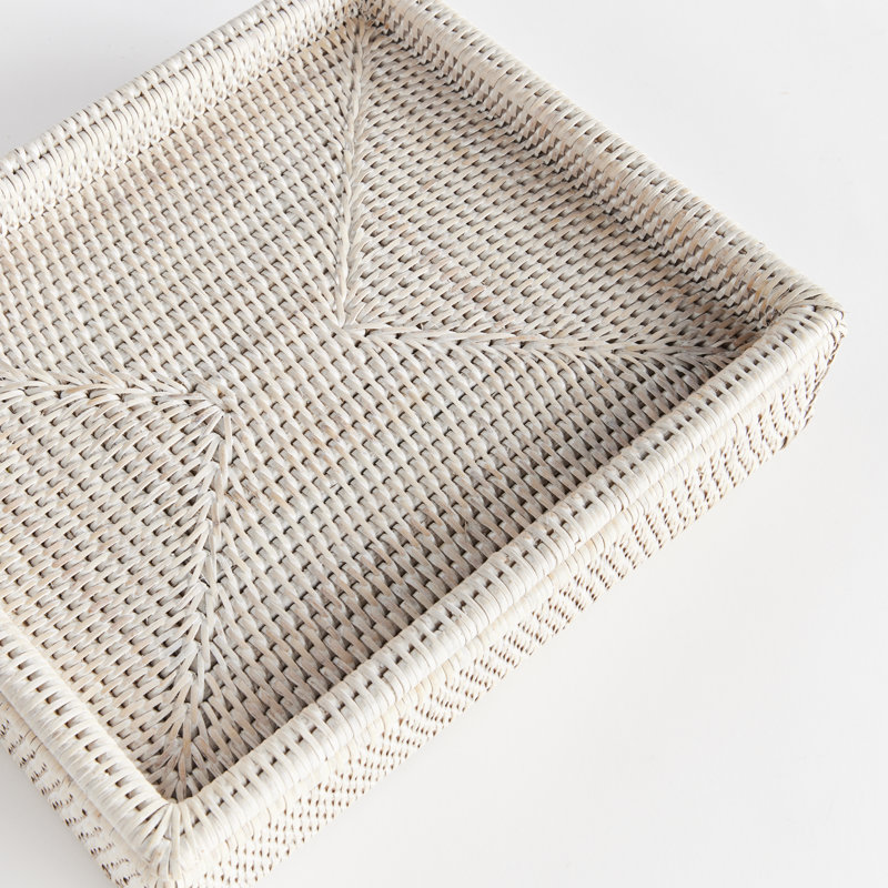Rivah Handmade Wicker Decorative Box, White