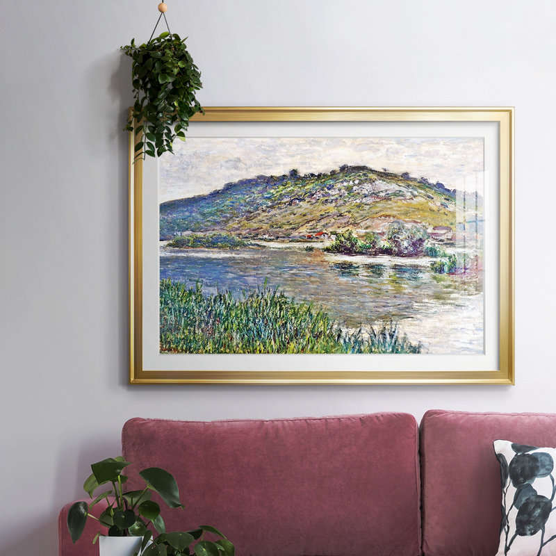 Paysage au port, impression sur papier, H 27 po x l 39 po x P 1,5 po, Or