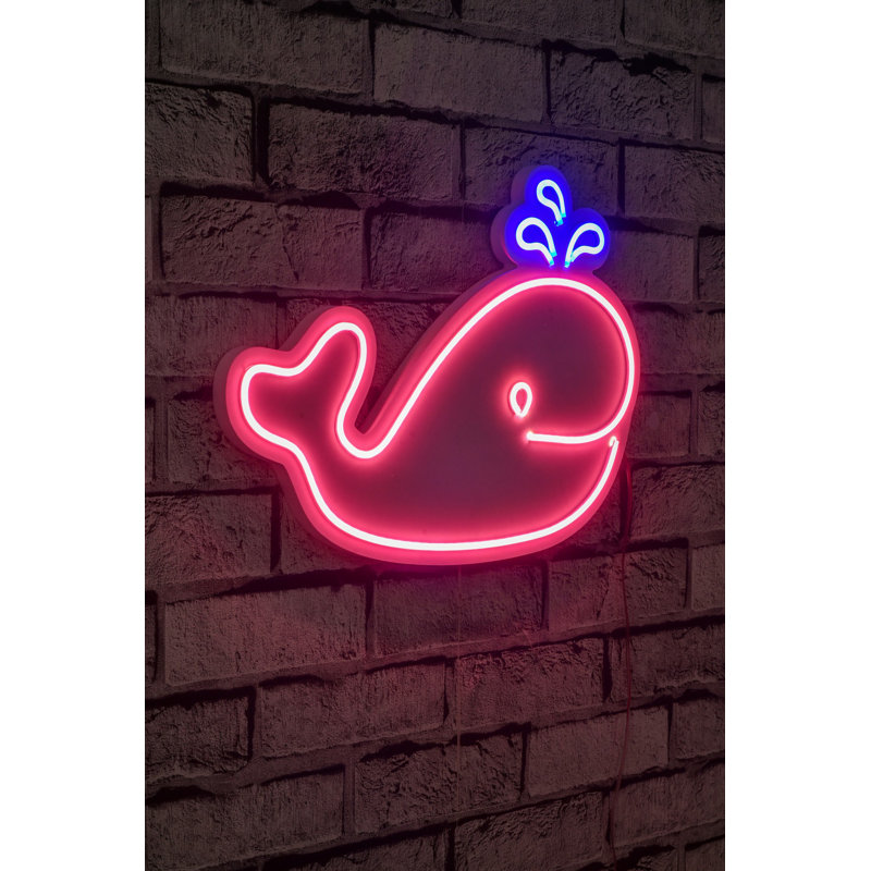Flexible Neon LED Lighting Strip, Pink & Blue | Waterproof IP67, 12V DC, 12Ft 3In (375cm) Cord | Built-in Wall Hanging System, 25.2W, PVC Foam Template, Perfect for Home Decor & Party Atmosphere