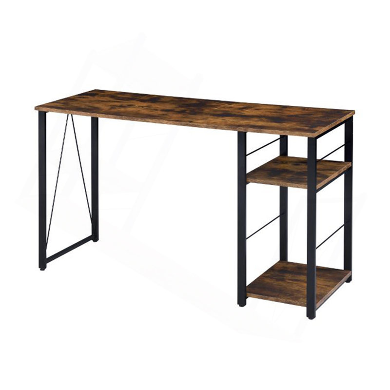 Rectangular Writing Desk With 2 Tier Shelf, Ancient Oak