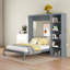Grand lit escamotable moderne grand format, cadre de lit mural peu encombrant avec tablettes, lit plateforme pliable, armoire intégrée