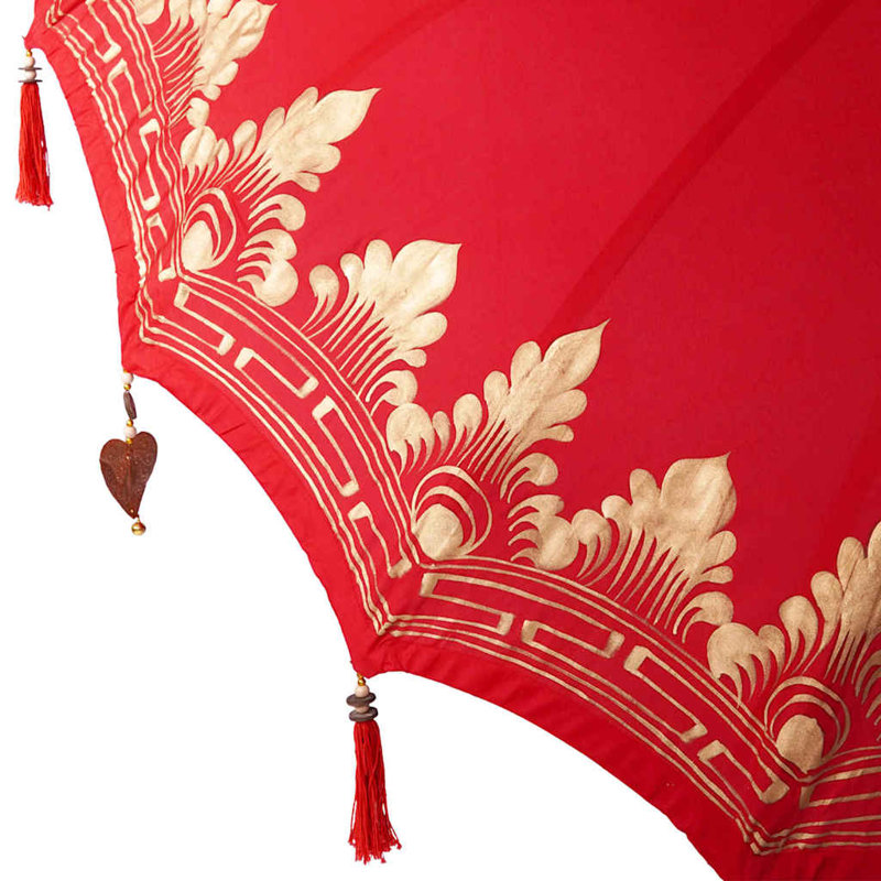 Balinese Parasol Cotton, Solid Wood, 260cm H x 185cm W x 185cm D, Red