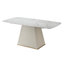 Table de salle à manger en pierre frittée de 71 po avec 6 chaises, blanc, teinté, table et chaise contemporaines à température, facile à entretenir, qualité de surface chauffante
