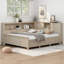 Lit de jour en bois avec tablettes de rangement et 3 tiroirs-371888988