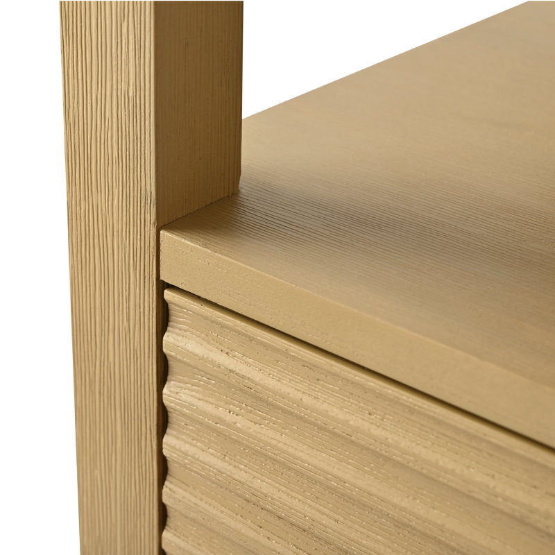 Laval 72" Freestanding Linen Cabinet, Tall Bathroom Storage Tower with 3 Open Shelves, Linear Natural Oak, Matte Black