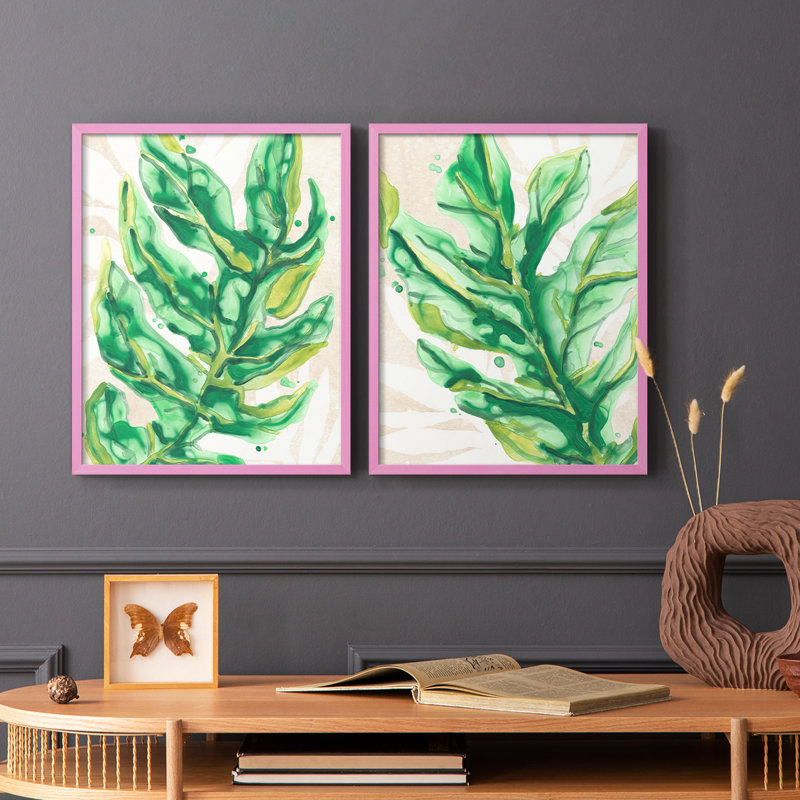 Parchemin Palms III - reproduction encadrée de qualité supérieure - prête à être accrochée - aucun clou requis - aucun clou requis