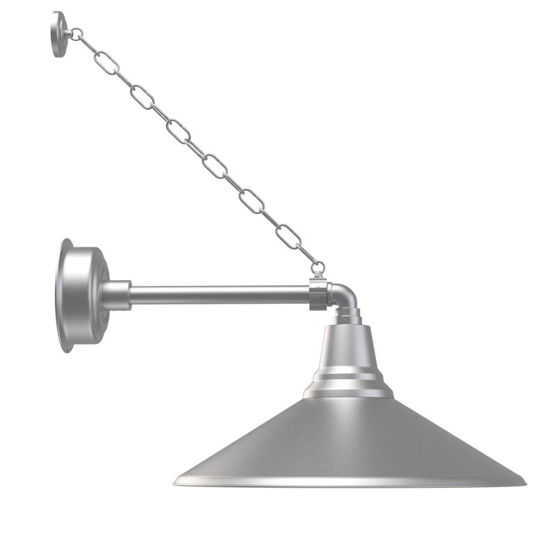 Luminaire de grange d’extérieur à del Albali, H 11 po x l 20 po x P 27 po, Argent galvanisé