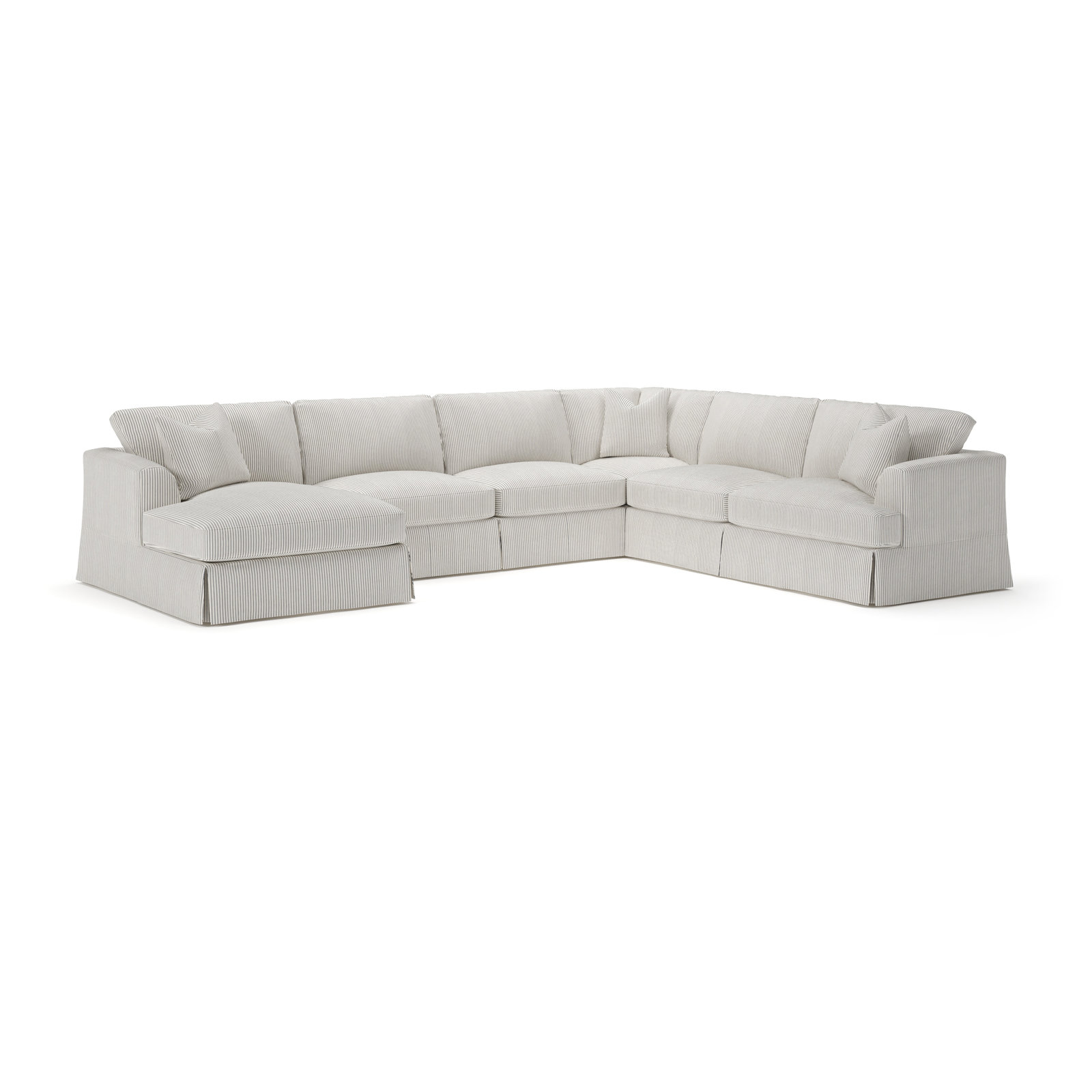Lucia Upholstered Chaise U-Sectional, Left Hand Facing, Cruise Adrift Striped Basketweave