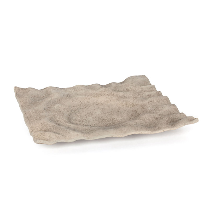 Amaya Aluminum Decorative Tray, Mud, 2" H x 16" W x 16" D