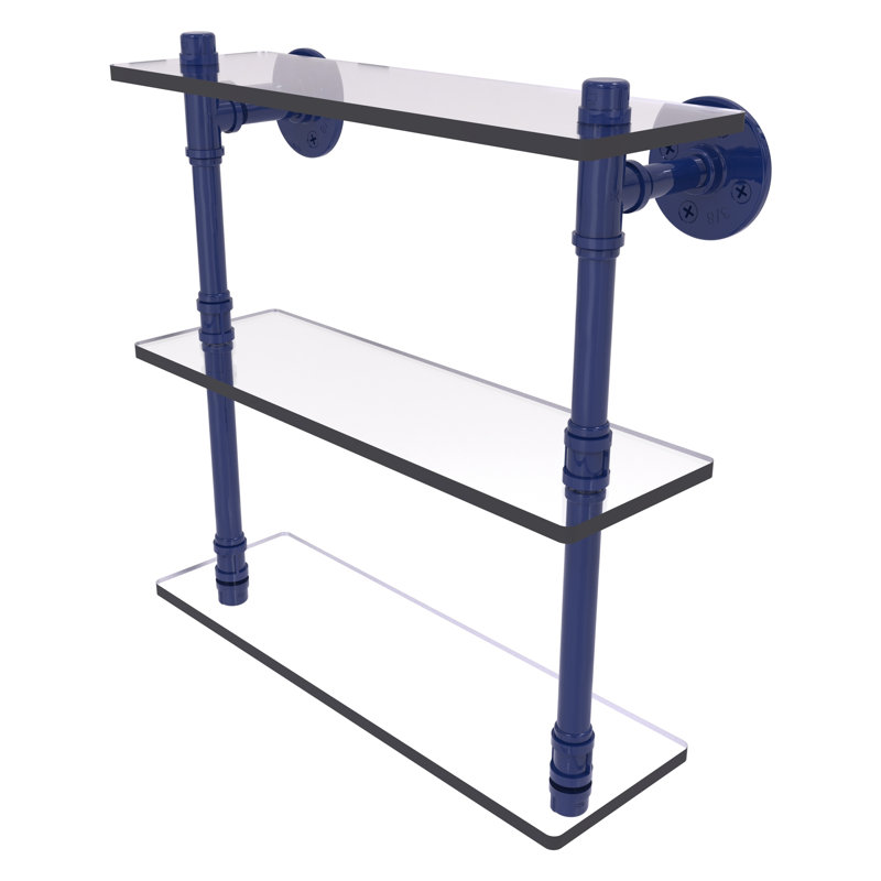 Tablette flottante 3 pièces Pipeline, H 16,9 po x l 16 po x P 5,6 po, Bleu méditerranéen