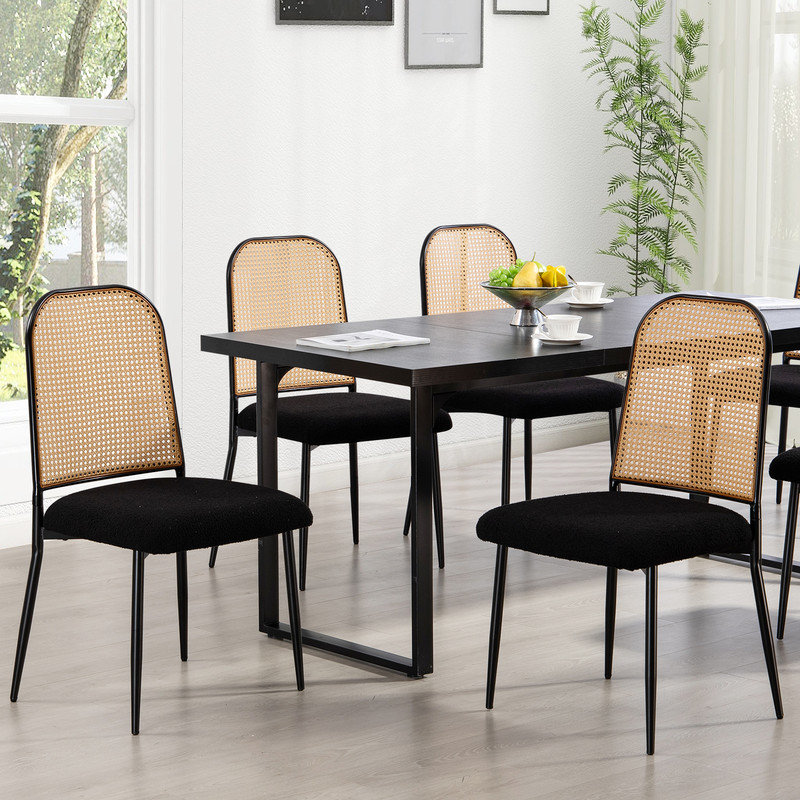 Burnestine 17.7'' H Faux Leather Upholstered Metal Side Chair, Black