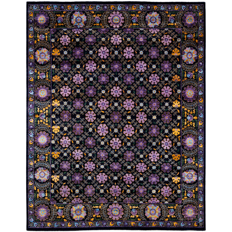 Overdyed Hand-Knotted Wool Modern-Contemporary Black Area Rug 8' 1" x 10' 3"