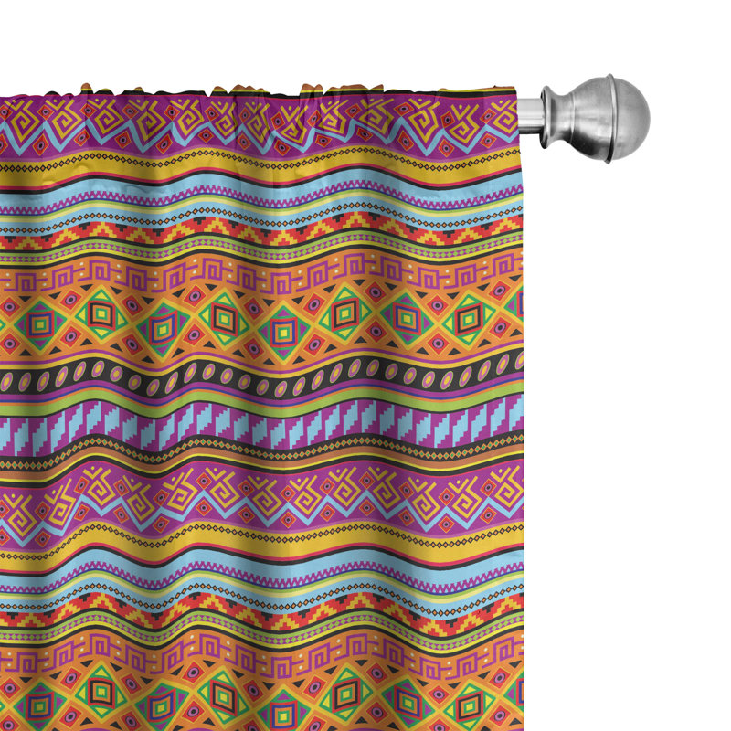 Geometeric Semi-Sheer Rod Pocket Curtain Panels, 28" x 63"