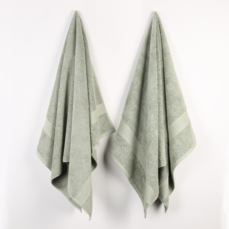 Ensemble de serviettes en coton biologique Lyndon, Sauge, Ensemble de 2 draps de bain