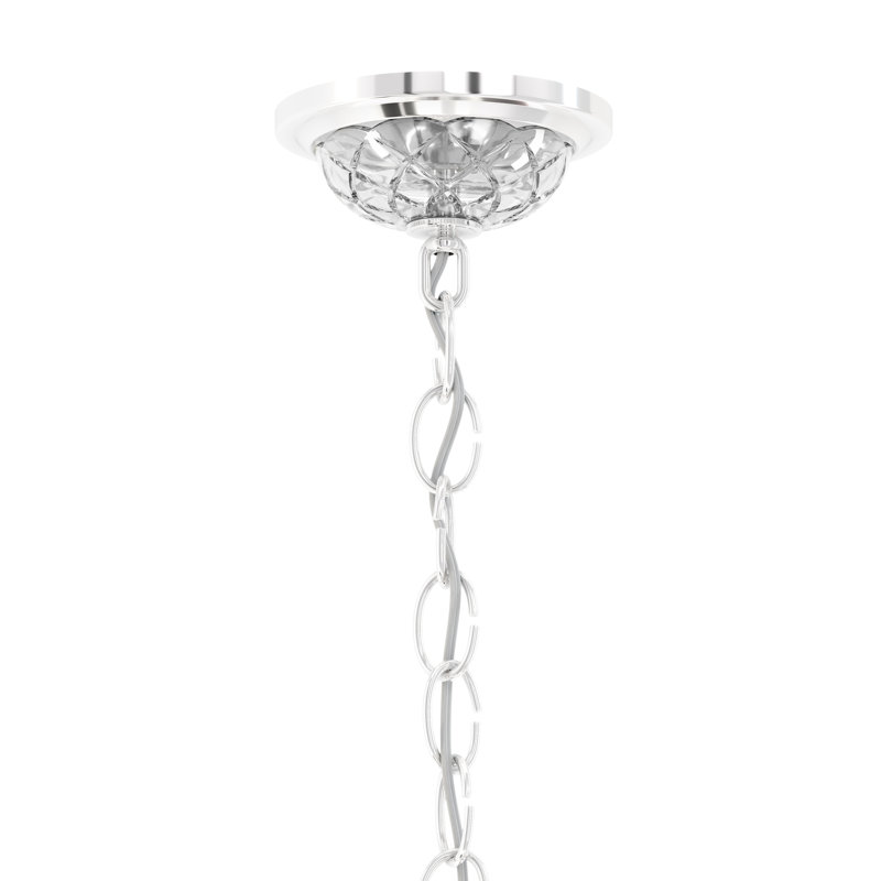 Sterling 6 - Light Glass Classic / Traditional Chandelier, Silver / Spectra Crystal Clear