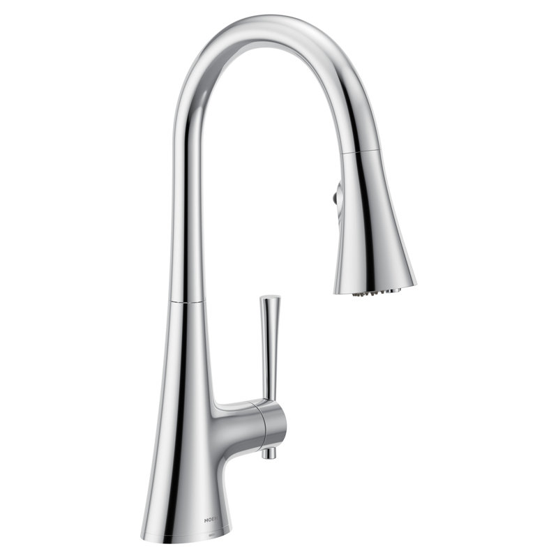 Chrome one-handle high arc pulldown kitchen faucet, Chrome