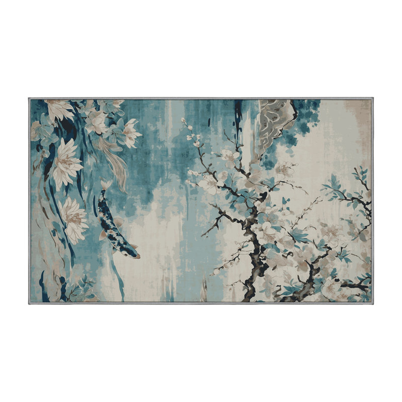 Machine Washable Brown Area Rug, Rectangle 7' x 9'
