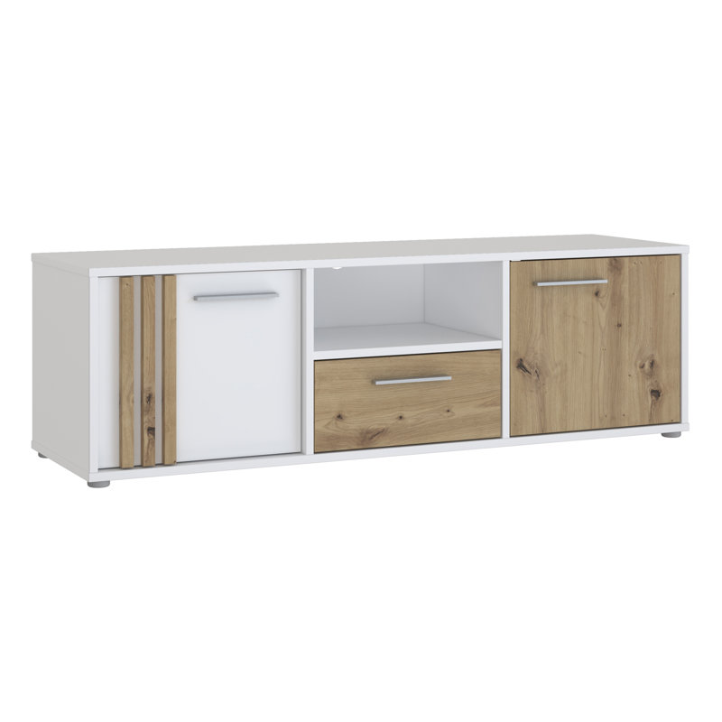 Shamika Unfinished TV Stand for TVs up to 88", 141.48cm, White/Beige