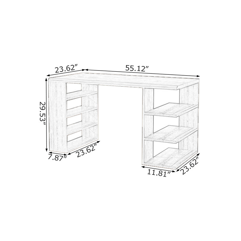 Bureaux rectangulaires bruns en bois massif, H 29,53 po x l 55,12 po x P 23,62 po