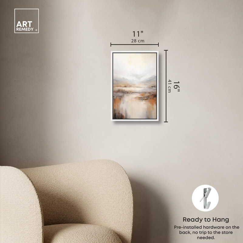 Natural Cascades Canvas Muted Abstract Wall Art by Art Remedy, White Framed, 25" H x 17" W