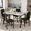 Ensemble de table de salle à manger 5 pièces pour 4 personnes, ensemble de table de cuisine et chaises en faux marbre, ensemble de 4, table de salle à manger rectangulaire avec 4 chaises de salle à manger rembourrées pour petit espace, salle à manger et salon-978967056-978967058