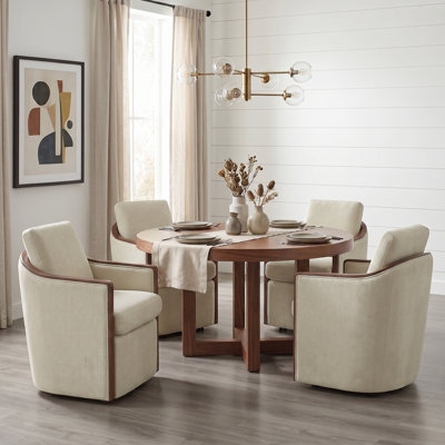 Farmhouse Swivel Dining Chair With Caster