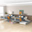 Lit superposé double au-dessus de double avec lit gigogne simple et échelle-1024771909